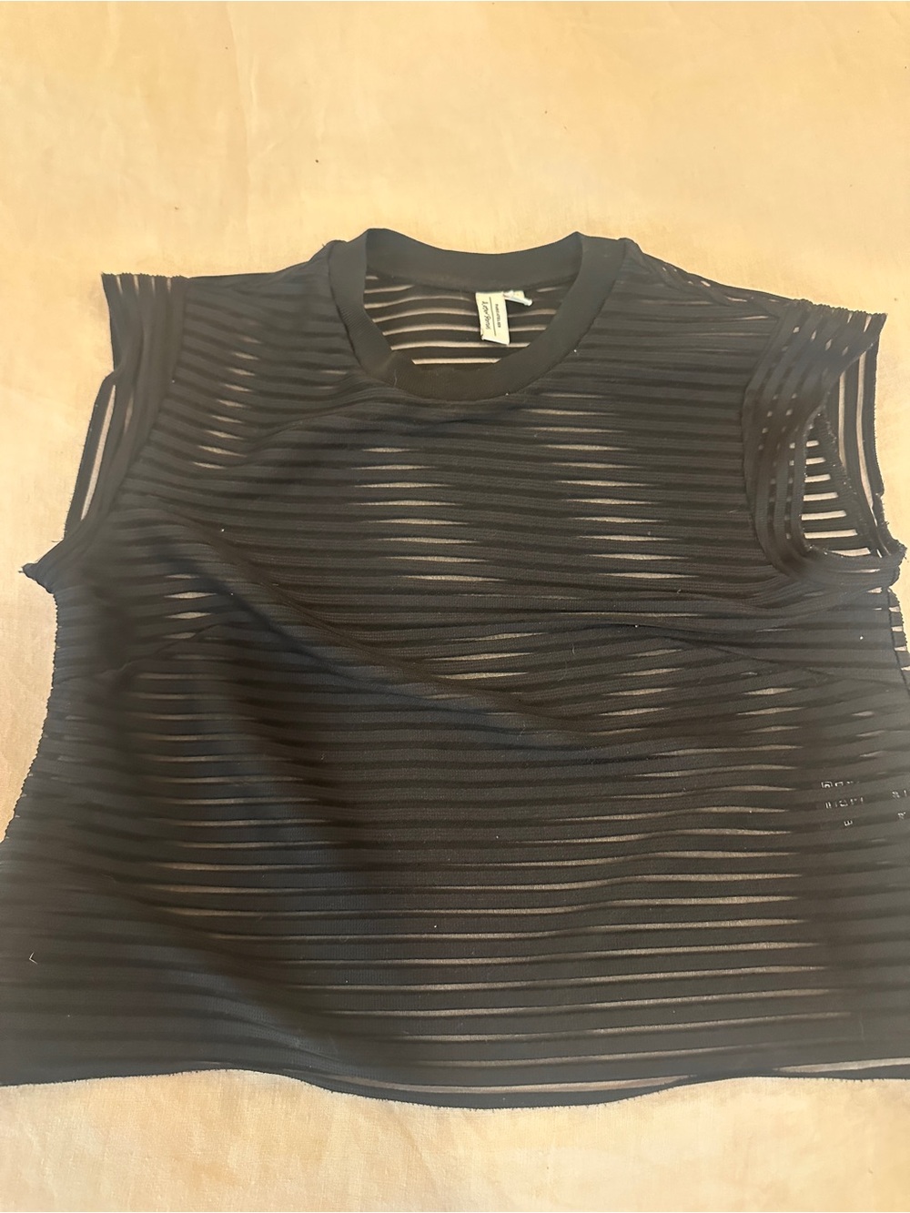 & Other Stories Black Sheer Striped Crop Top